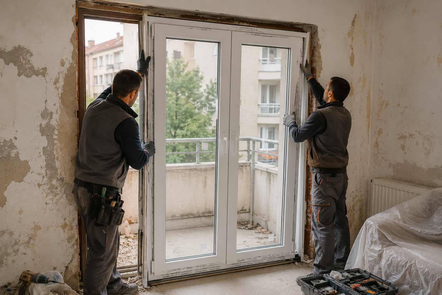 Majstori koji menjajku stolariju u stanu
